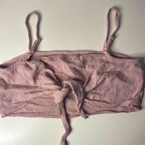 L.A Hearts Tie-Up Strapped Crop Top: Pink